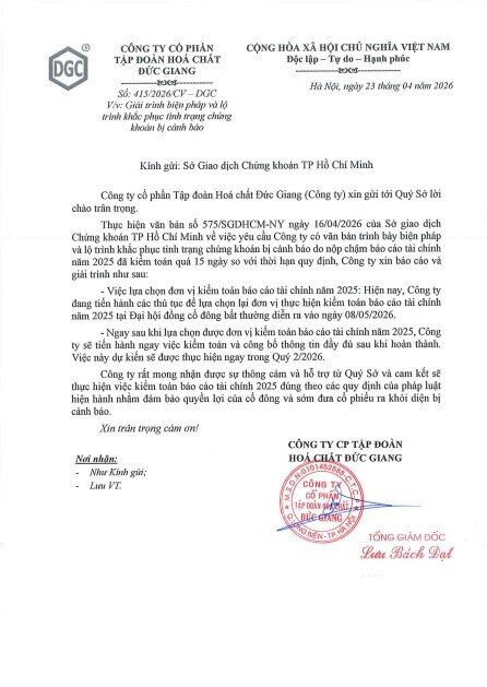 Bị cảnh báo, cắt margin: DGC “chạy nước rút” công bố BCTC kiểm toán 2025