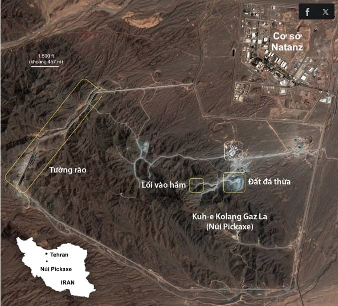 Iran dựng chướng ngại vật, chặn cửa hầm ngầm gần cơ sở hạt nhân