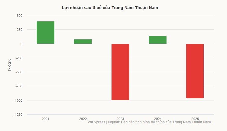 Công ty điện mặt trời của Trung Nam lỗ gần 1.000 tỷ đồng