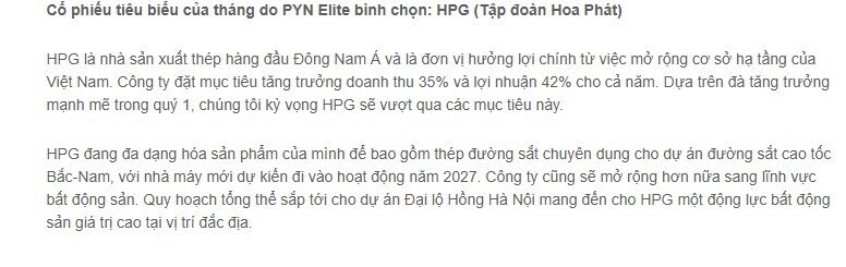 Quỹ PYN Elite tăng 1,01% trong tháng 4, nâng tỷ trọng HPG