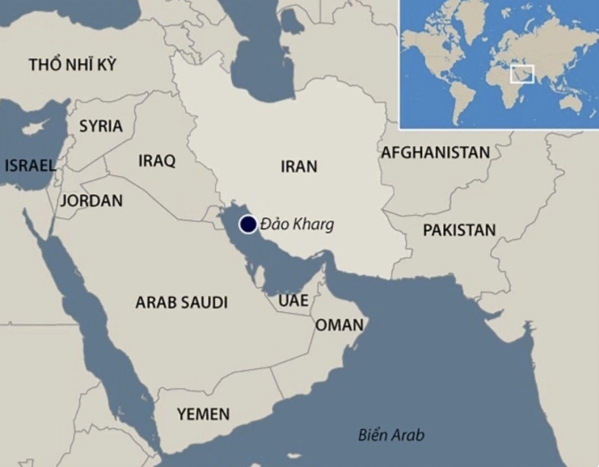 Vệt nghi dầu tràn rộng hàng chục km2 gần đảo Kharg của Iran