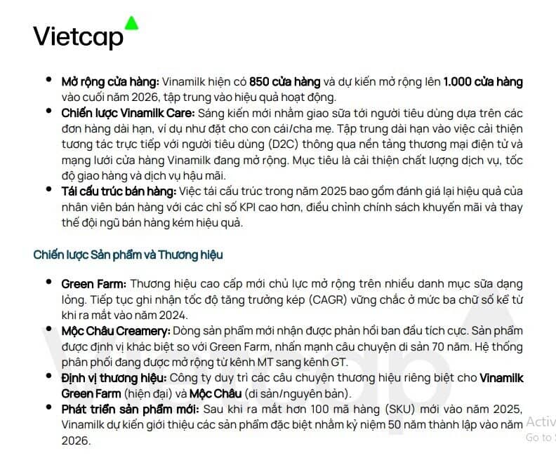 Biên lợi nhuận gộp của Vinamilk có thể sẽ giảm nhẹ trong các quý tới do áp lực giá nguyên liệu gia tăng