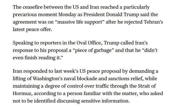 TT Trump: Thỏa thuận ngừng bắn với Iran đang ‘trong trạng thái nguy kịch’