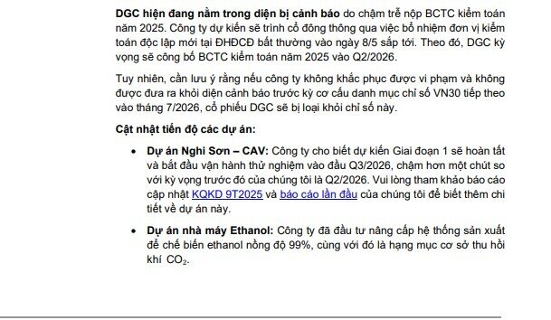 Khả năng mất quyền khai thác apatit của DGC không cao, cổ phiếu có thể lên 128.000 đồng/cp