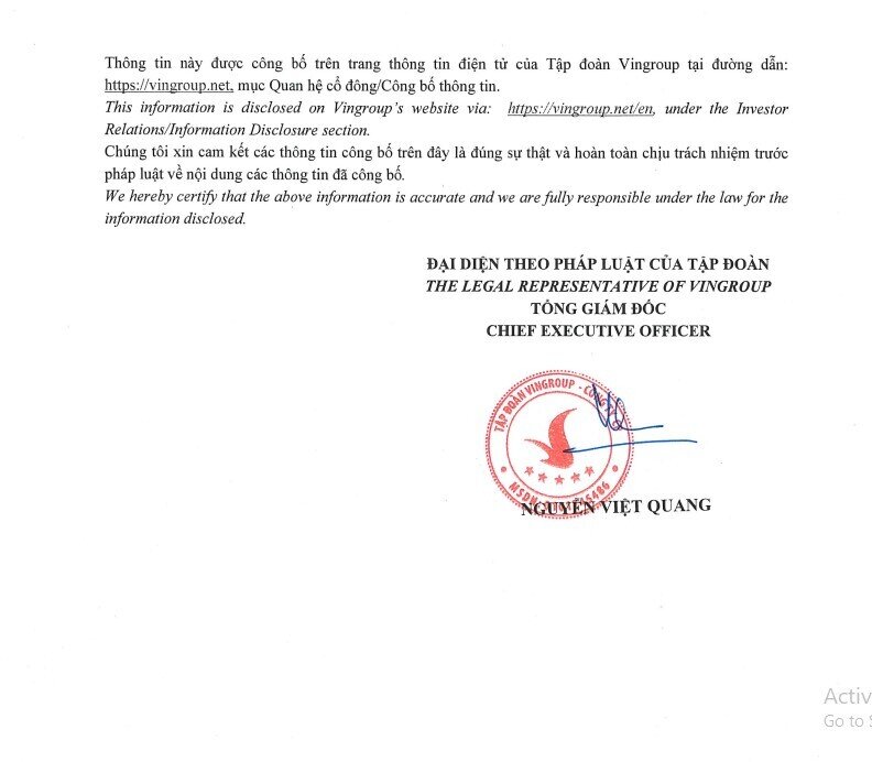 Vingroup (VIC) lập thêm công ty mới