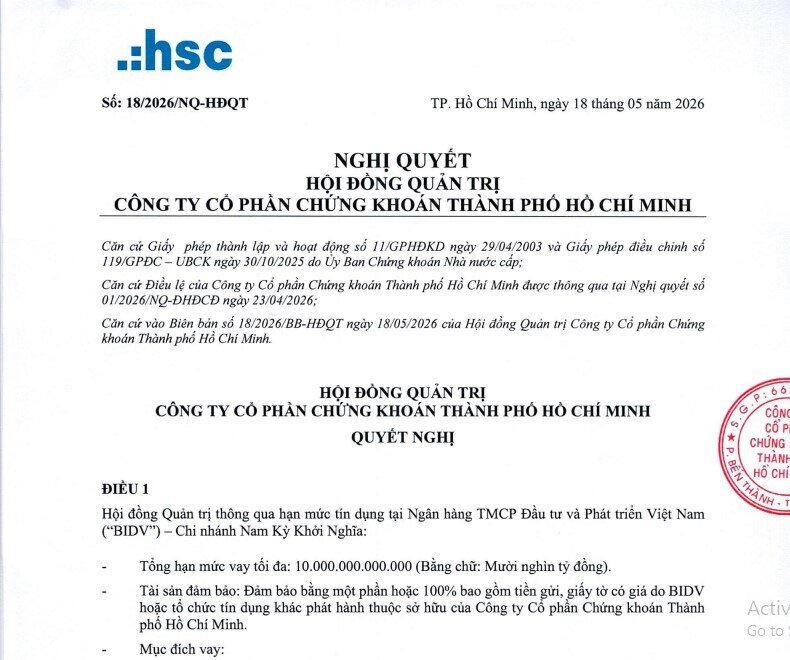 HSC muốn vay ngân hàng hạn mức 10.000 tỷ đồng