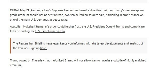 Lãnh đạo tối cao Iran lên tiếng về kho uranium