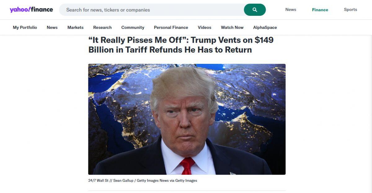 Ông Trump tức giận khi Mỹ có thể sẽ phải hoàn trả 149 tỷ USD tiền thuế quan