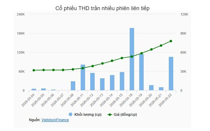 Cổ phiếu THD (Thaiholdings) liên tục tím