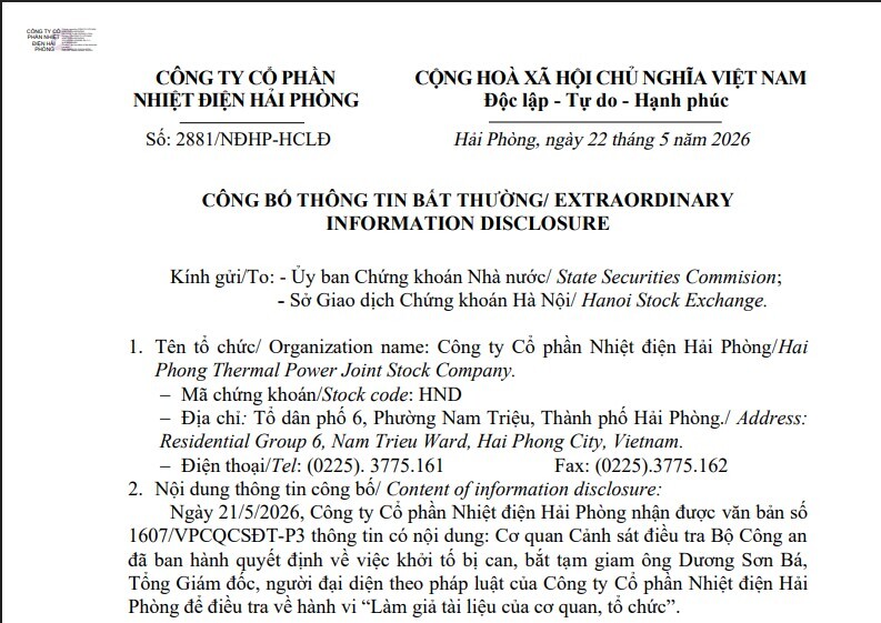 Khởi tố, bắt tạm giam Tổng Giám đốc Nhiệt điện Hải Phòng