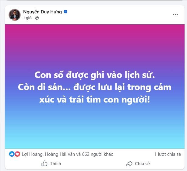 Ông Nguyễn Duy Hưng: Con số được ghi vào lịch sử, còn di sản lưu lại trong tim con người