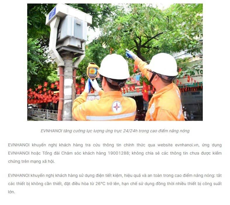 EVNHANOI khẳng định: Không có lịch cắt điện theo kế hoạch trong ngày 27/5