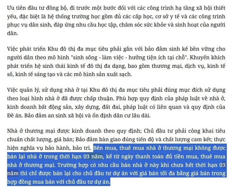 Hà Nội: Mua nhà ở KĐT đa mục tiêu sau 3 năm mới được bán