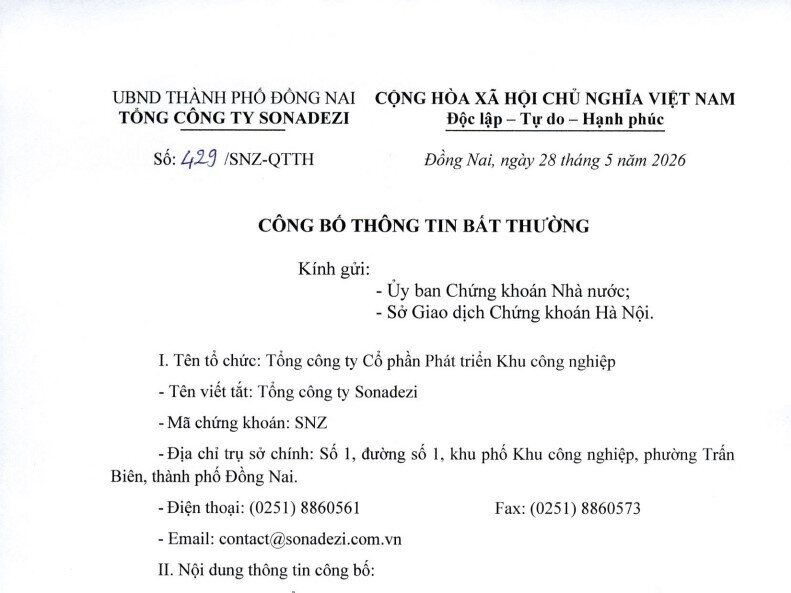 Khởi tố, bắt tạm giam Trưởng Ban kiểm soát Sonadezi (SNZ)
