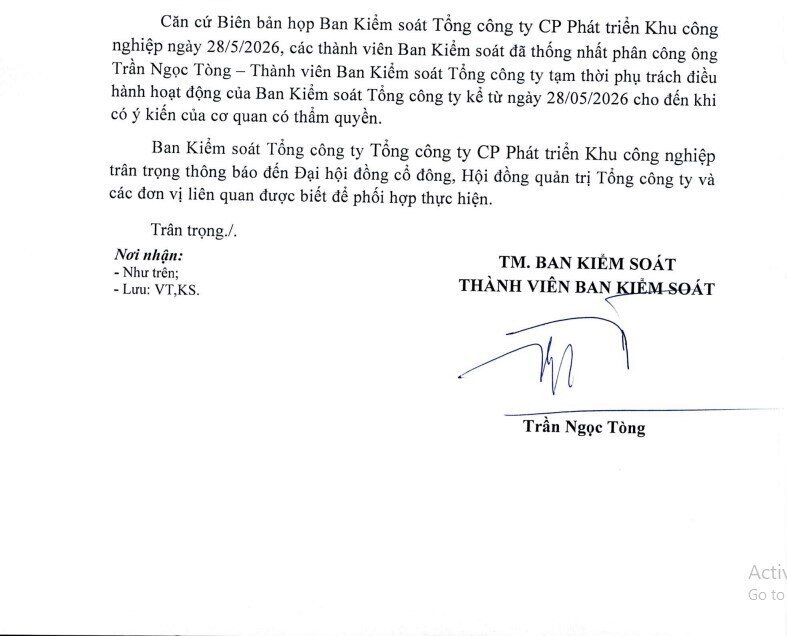 Khởi tố, bắt tạm giam Trưởng Ban kiểm soát Sonadezi (SNZ)