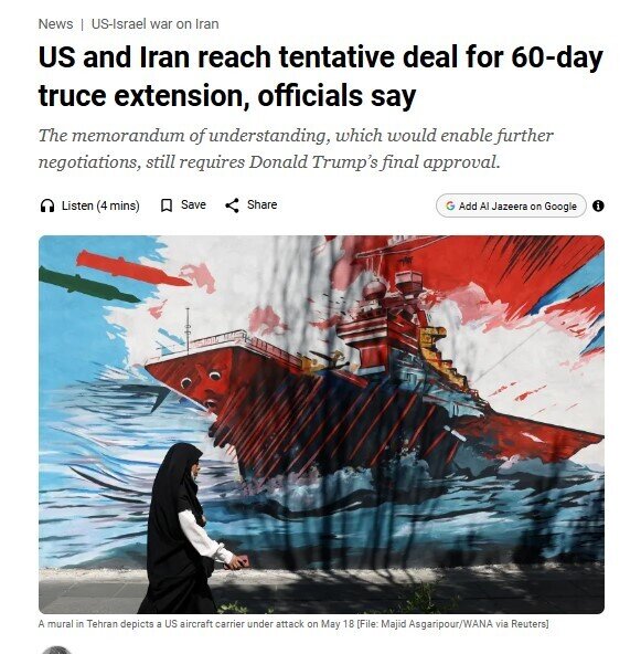 Mỹ và Iran nhất trí gia hạn thoả thuận ngừng bắn 60 ngày