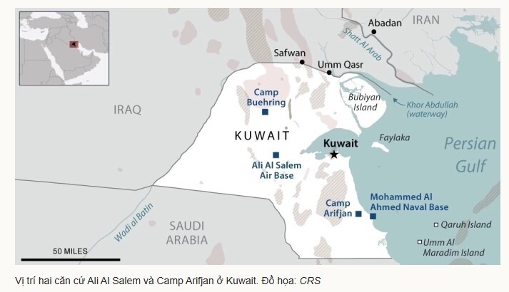 Iran tập kích hai căn cứ lớn của Mỹ ở Kuwait