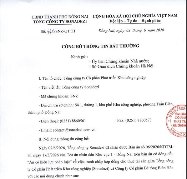 Sonadezi có động thái mới sau khi Trưởng Ban kiểm soát bị bắt