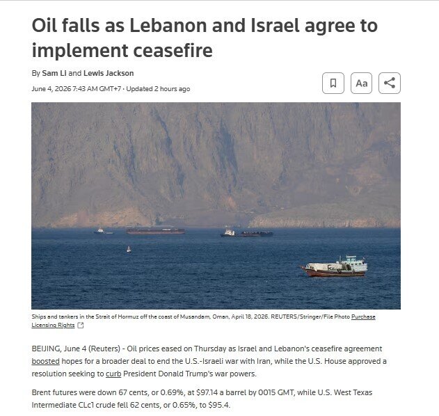 Israel và Lebanon nhất trí ngừng bắn, giá dầu lập tức đảo chiều