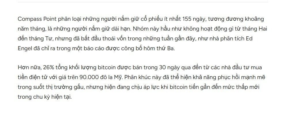 Nhà đầu tư dài hạn Bitcoin bất ngờ xả hàng: Thị trường phát tín hiệu gì?