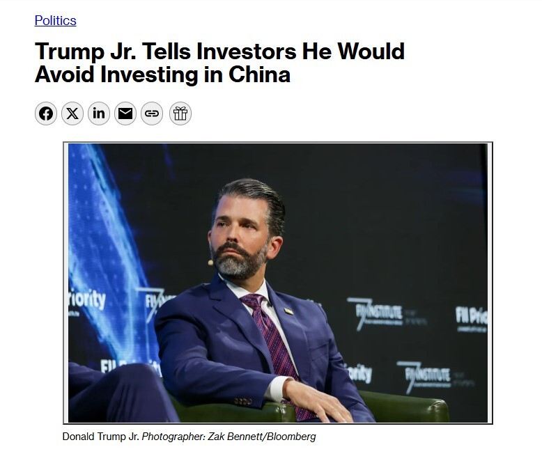 Con trai ông Trump khuyên NĐT tránh Trung Quốc