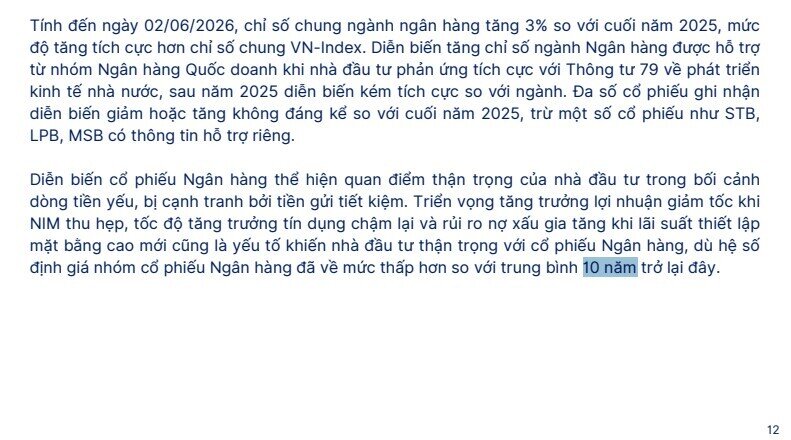 Định giá ngành ngân hàng đang ở mức 'hiếm thấy' trong 10 năm