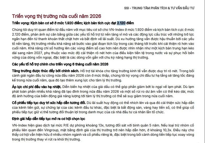 Chứng khoán SSI cập nhật lộ trình nâng hạng, dự báo VN-Index lên 2.120 điểm vào cuối năm
