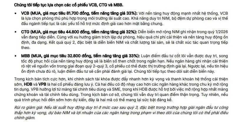 Lộ diện 3 mã ngân hàng được khuyến nghị mua trong nửa cuối năm 2026