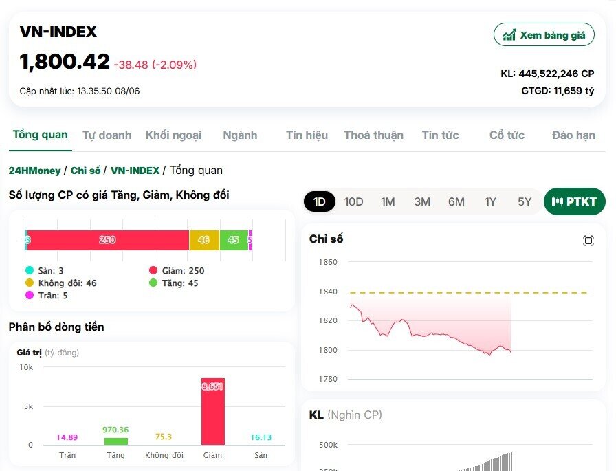 Vì sao VN-Index bất ngờ mất gần 40 điểm?