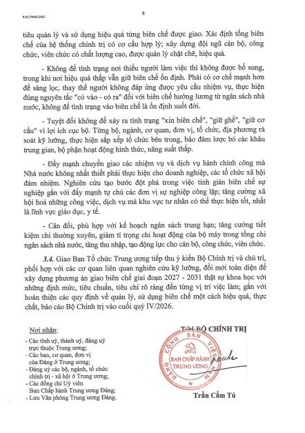 Tiếp tục tinh giản biên chế từ 5 - 10%