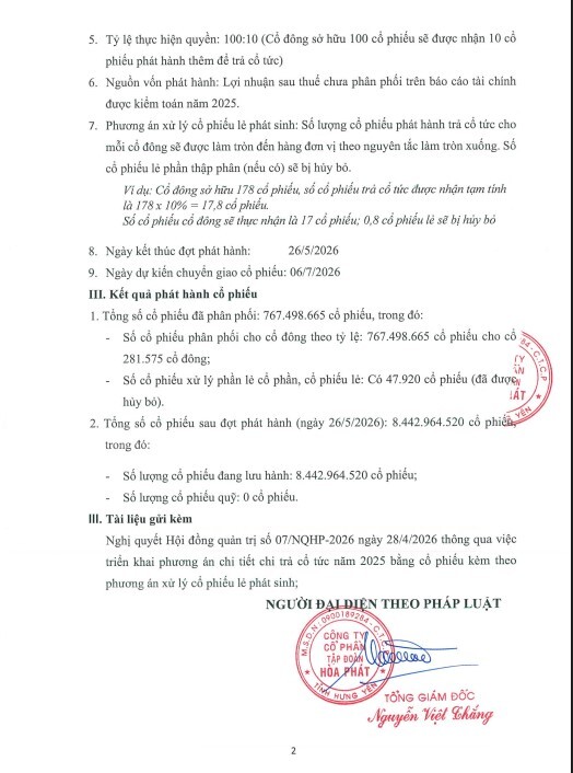 Hòa Phát (HPG) chính thức tăng vốn lên hơn 84.400 tỷ đồng