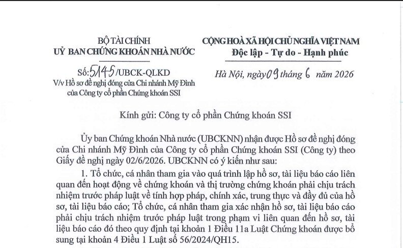 SSI đóng cửa chi nhánh