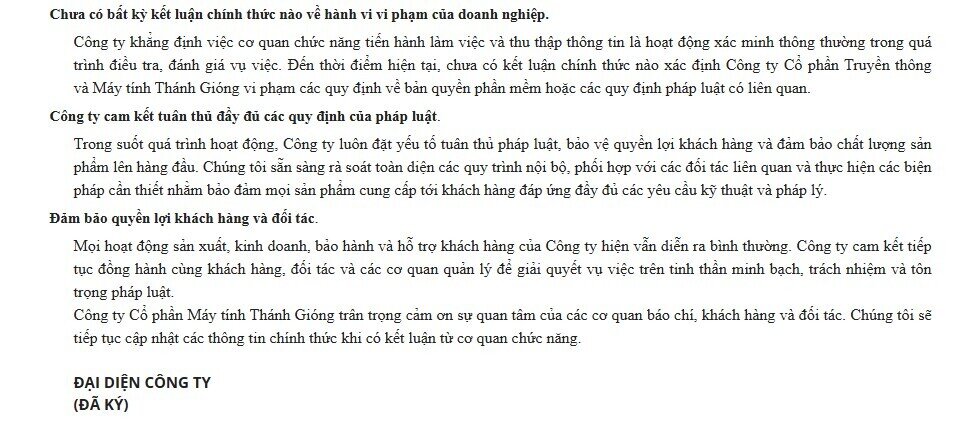 Máy tính Thánh Gióng lên tiếng sau khi bị công an kiểm tra liên quan vụ “win lậu”, crack phần mềm