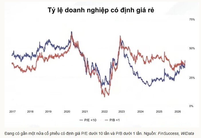 Gần 50% cổ phiếu P/E dưới 10, P/B dưới 1: Thị trường đang “rẻ” thật hay có bẫy?