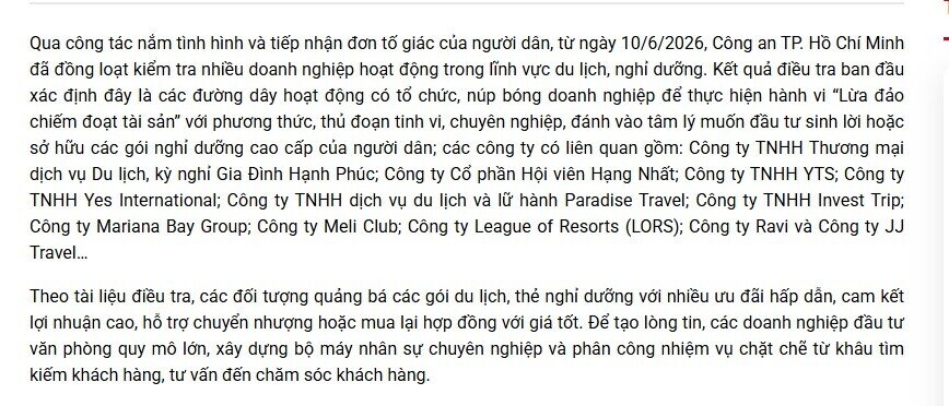 Tiếp tục triệt phá 11 công ty cung cấp mô hình sở hữu kỳ nghỉ, thu giữ 5.563 hợp đồng