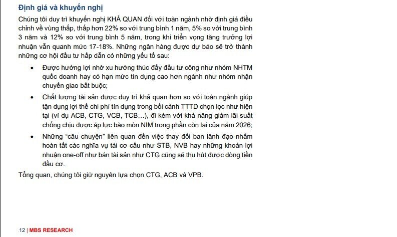 Định giá ngân hàng xuống vùng hấp dẫn, hé lộ 3 cổ phiếu tiềm năng