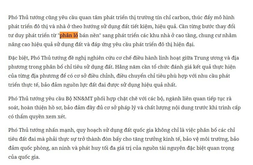 Phó Thủ tướng: Đã đến lúc nói không với tư duy "phân lô bán nền"?