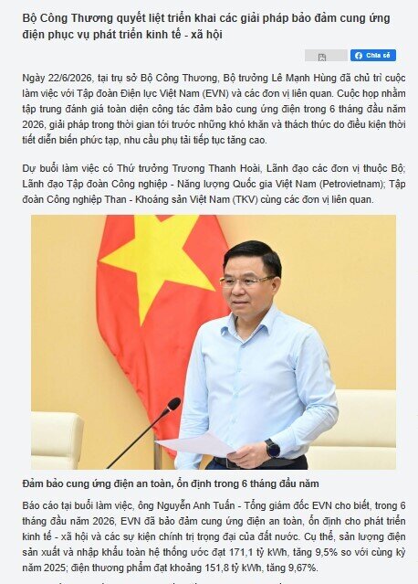 Giữa cao điểm nắng nóng, Bộ Công Thương yêu cầu EVN bảo đảm đủ điện bằng mọi giá