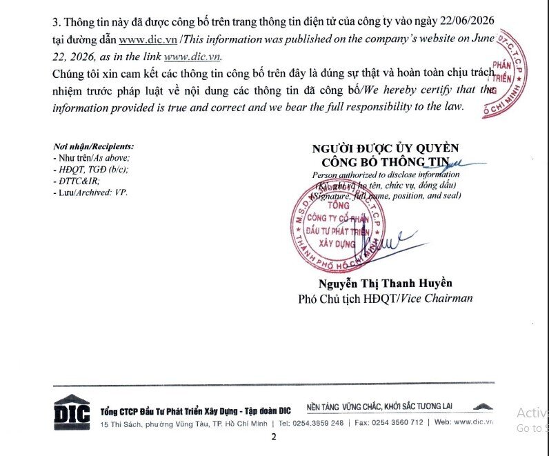DIC Corp (DIG) lên tiếng sau án phạt vì dùng vốn trái phiếu sai cam kết