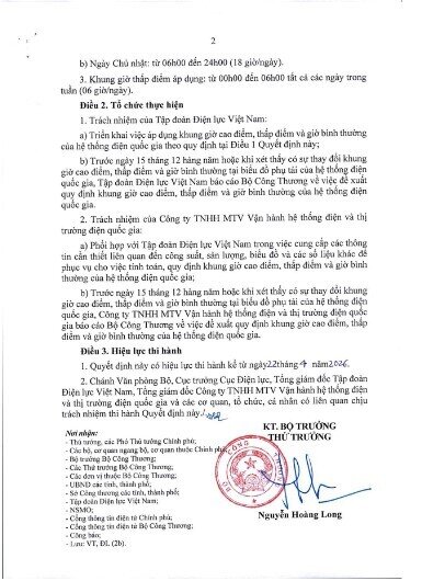 Lộ trình áp giá bán lẻ điện giờ cao điểm, thấp điểm và bình thường