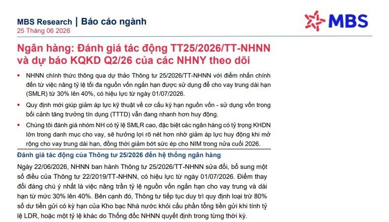 6 ngân hàng được MBS Research nhắc tên ngay sau quy định mới của NHNN