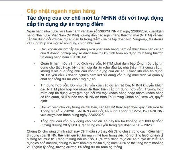 VNDirect gọi tên loạt ngân hàng hưởng lợi từ các siêu dự án của Vingroup, Sun Group, Masterise