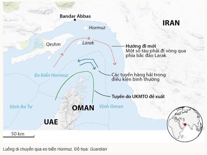 Tàu hàng bị tấn công ở eo biển Hormuz