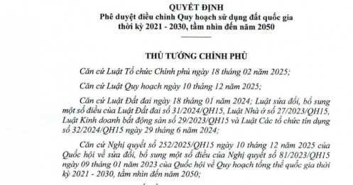 Điều chỉnh Quy hoạch sử dụng đất quốc gia thời kỳ 2021-2030, tầm nhìn đến năm 2050
