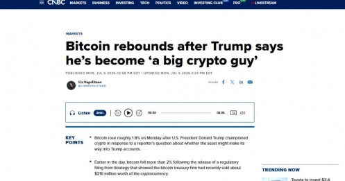 Bitcoin bất ngờ "quay xe" sau phát biểu của ông Trump, điều gì đang xảy ra?