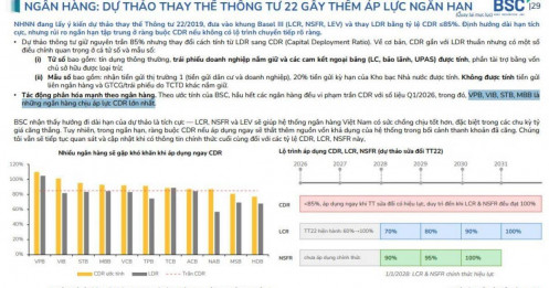 4 ngân hàng có thể chịu thêm áp lực từ dự thảo thay thế Thông tư 22