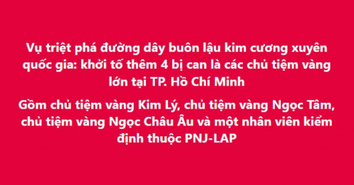Khởi tố nhiều chủ tiệm vàng lớn tại Tp.HCM trong đường dây buôn lậu hơn 30,000 viên kim cương