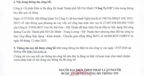 CII duyệt phương án vay hơn 27.000 tỷ đồng, dồn toàn lực cho cao tốc TP.HCM - Trung Lương - Mỹ Thuận