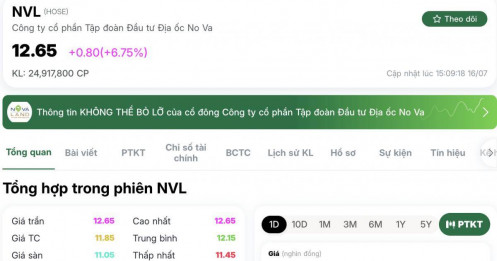 Ai đang "gom" mạnh NVL? Cổ phiếu Novaland tăng trần, thanh khoản gấp 2,5 lần