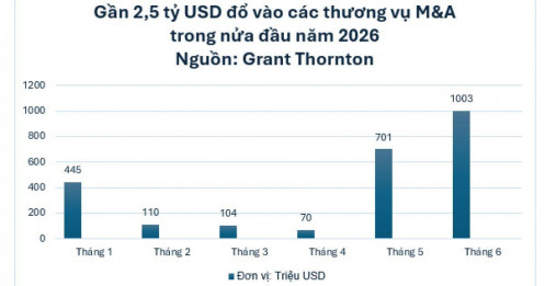 Gần 2,5 tỷ USD giao dịch M&A sau 6 tháng đầu năm